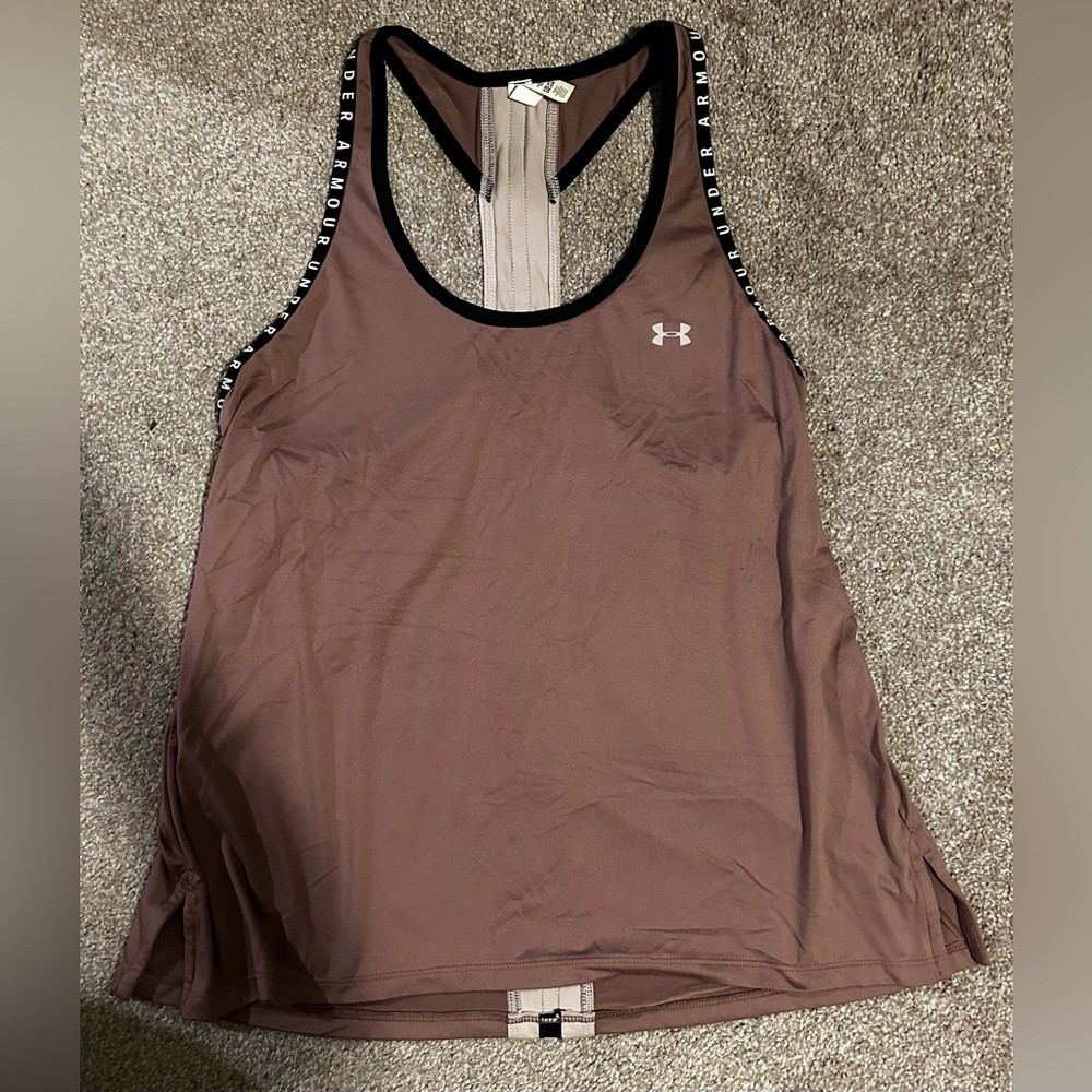 Under Armour, brown and pink tang top. Size: Medium
